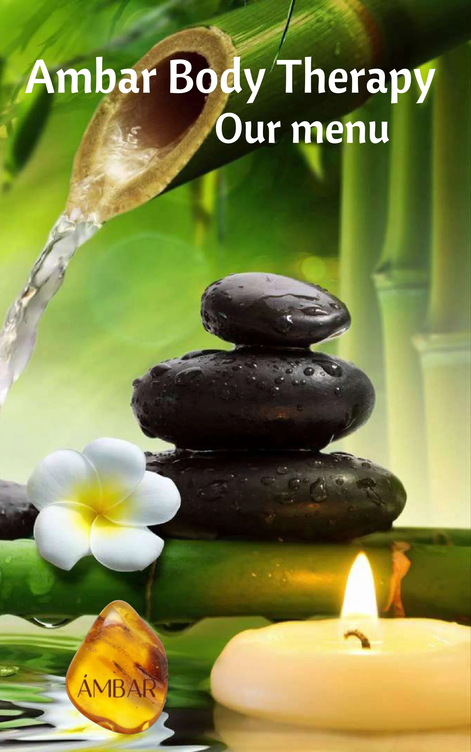 Portada del menú de spa y masajes
